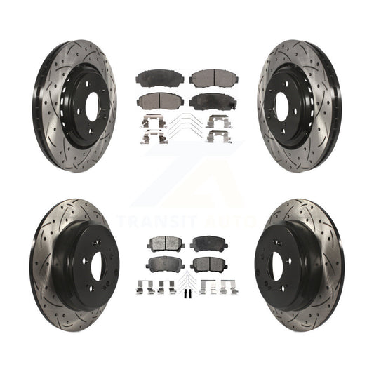 [Avant + Arrière] Kit de disque (percé rainuré revêtu) et plaquette (semi-métallique) de frein pour 2015-2017 Honda Odyssey KDF-100385