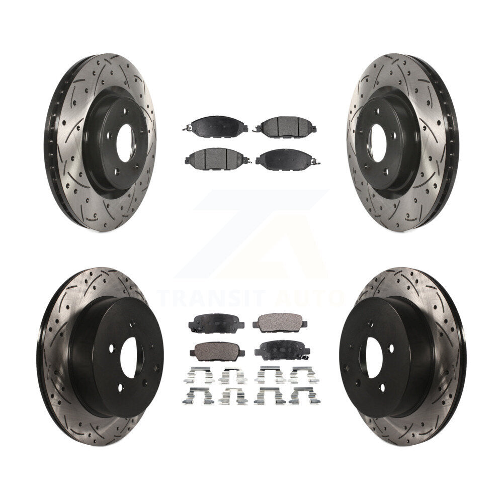 [Avant + Arrière] Kit de disque (percé rainuré revêtu) et plaquette (semi-métallique) de frein pour Nissan Pathfinder Murano INFINITI QX60 JX35 KDF-100386