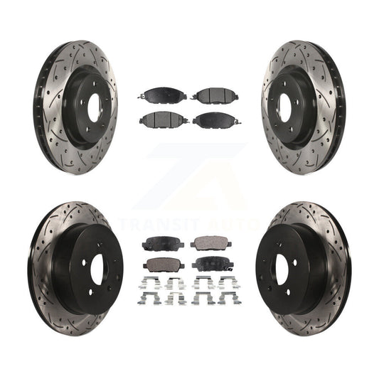 [Avant + Arrière] Kit de disque (percé rainuré revêtu) et plaquette (semi-métallique) de frein pour Nissan Pathfinder Murano INFINITI QX60 JX35 KDF-100386