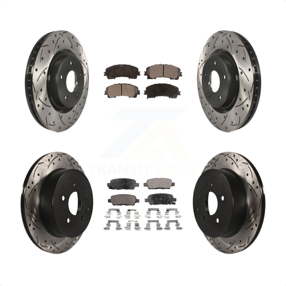 [Avant + Arrière] Kit de disque (percé rainuré revêtu) et plaquette (semi-métallique) de frein pour INFINITI Q50 Q60 KDF-100387 par Transit Auto