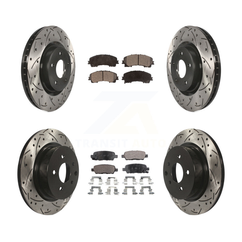 [Avant + Arrière] Kit de disque (percé rainuré revêtu) et plaquette (semi-métallique) de frein pour 2016-2017 INFINITI QX50 KDF-100388