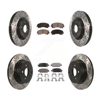 [Avant + Arrière] Kit de disque (percé rainuré revêtu) et plaquette (semi-métallique) de frein pour 2016-2017 INFINITI QX50 KDF-100388