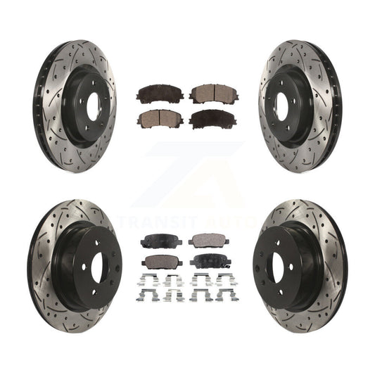 [Avant + Arrière] Kit de disque (percé rainuré revêtu) et plaquette (semi-métallique) de frein pour 2016-2017 INFINITI QX50 KDF-100388