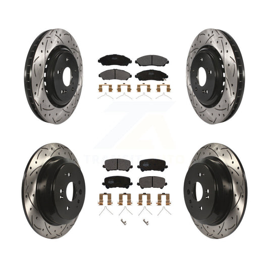 [Avant + Arrière] Kit de disque (percé rainuré revêtu) et plaquette (semi-métallique) de frein pour 2014-2016 Acura MDX KDF-100390