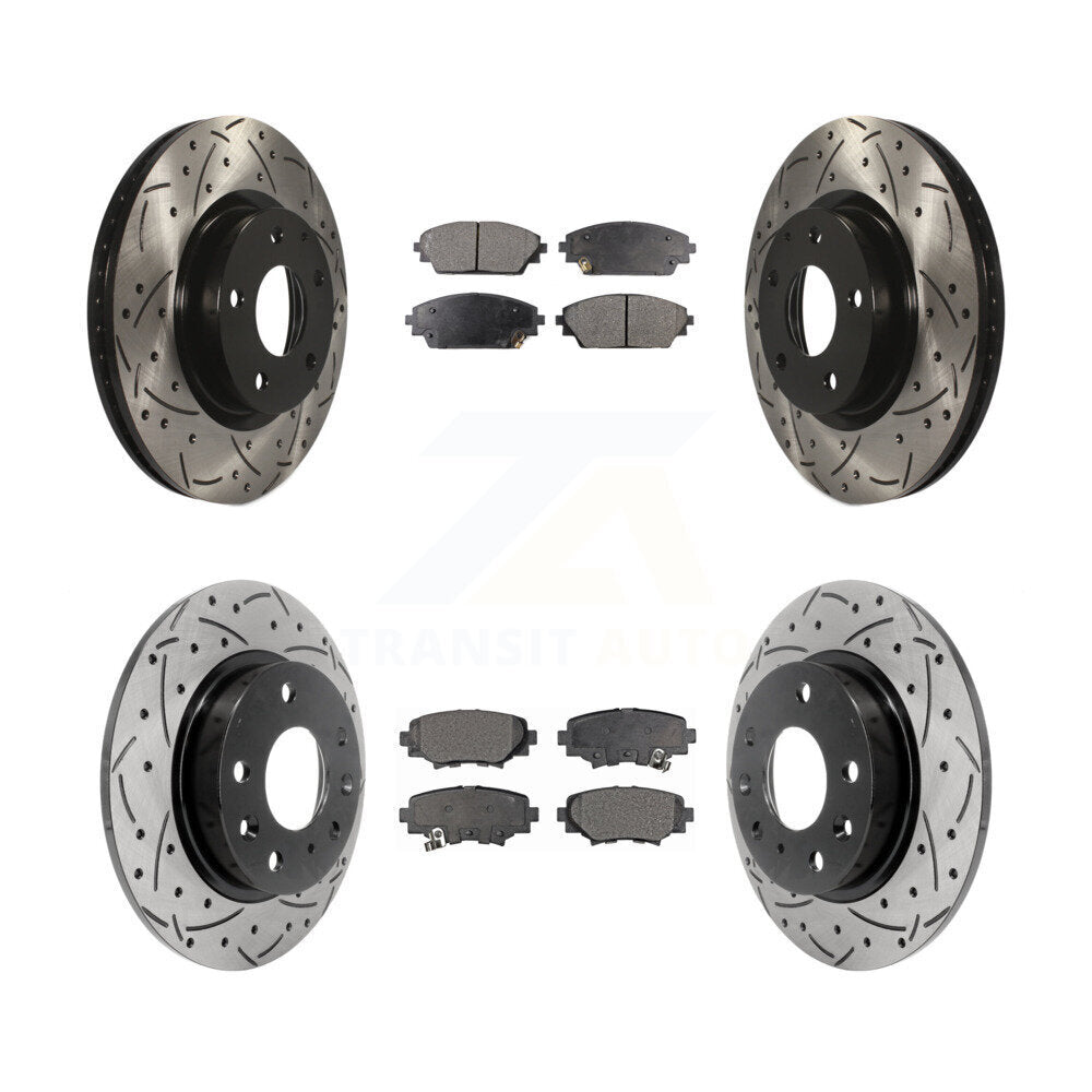 [Avant + Arrière] Kit de disque (percé rainuré revêtu) et plaquette (semi-métallique) de frein pour Mazda 3 Sport 2.5L KDF-100391