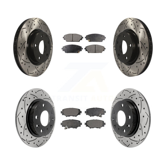 [Avant + Arrière] Kit de disque (percé rainuré revêtu) et plaquette (semi-métallique) de frein pour Mazda 3 Sport 2.5L KDF-100391
