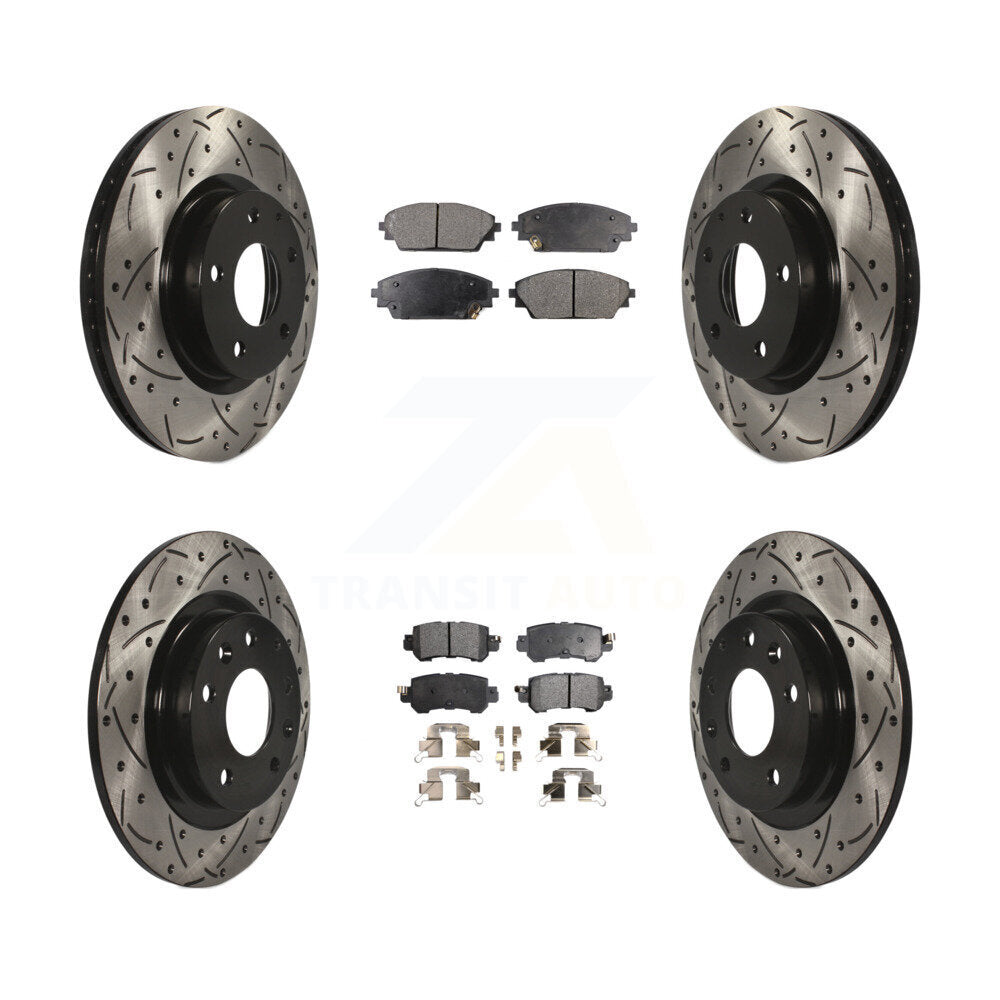 [Avant + Arrière] Kit de disque (percé rainuré revêtu) et plaquette (semi-métallique) de frein pour 2016-2018 Mazda CX-3 AWD KDF-100392