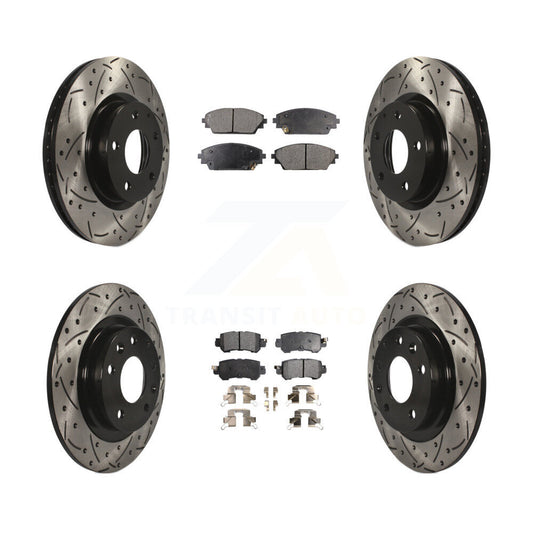 [Avant + Arrière] Kit de disque (percé rainuré revêtu) et plaquette (semi-métallique) de frein pour 2016-2018 Mazda CX-3 AWD KDF-100392