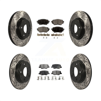 [Avant + Arrière] Kit de disque (percé rainuré revêtu) et plaquette (semi-métallique) de frein pour Mazda 3 Sport 2.5L KDF-100393 par Transit Auto