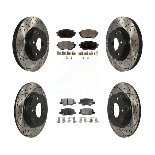 [Avant + Arrière] Kit de disque (percé rainuré revêtu) et plaquette (semi-métallique) de frein pour Mazda 3 Sport 2.5L KDF-100393 par Transit Auto