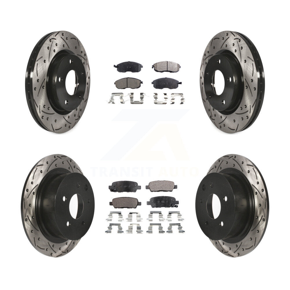 [Avant + Arrière] Kit de disque (percé rainuré revêtu) et plaquette (semi-métallique) de frein pour Nissan Sentra KDF-100394