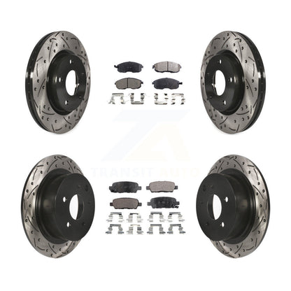 [Avant + Arrière] Kit de disque (percé rainuré revêtu) et plaquette (semi-métallique) de frein pour Nissan Sentra KDF-100394
