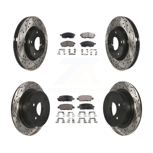 [Avant + Arrière] Kit de disque (percé rainuré revêtu) et plaquette (semi-métallique) de frein pour Nissan Sentra KDF-100394