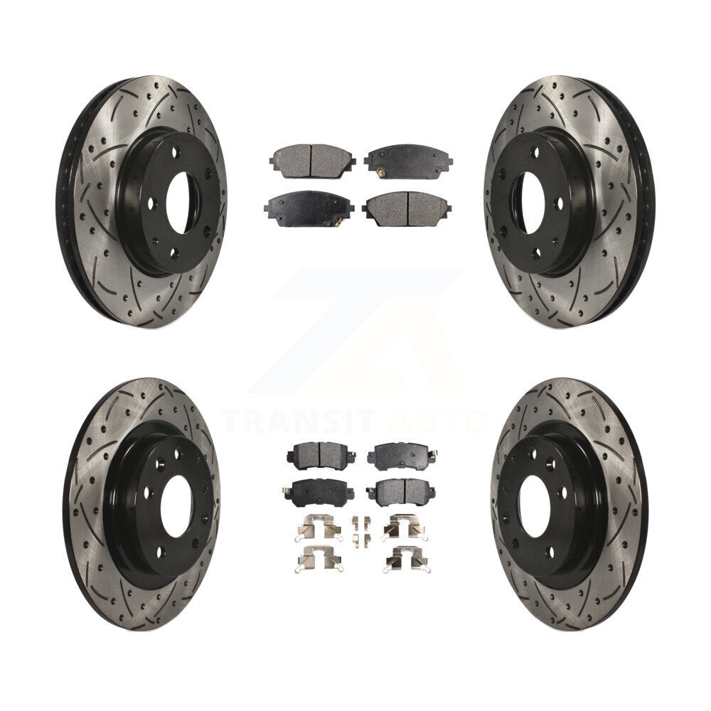 [Avant + Arrière] Kit de disque (percé rainuré revêtu) et plaquette (semi-métallique) de frein pour 2016-2018 Mazda CX-3 FWD KDF-100396