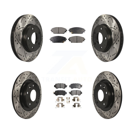 [Avant + Arrière] Kit de disque (percé rainuré revêtu) et plaquette (semi-métallique) de frein pour 2016-2018 Mazda CX-3 FWD KDF-100396