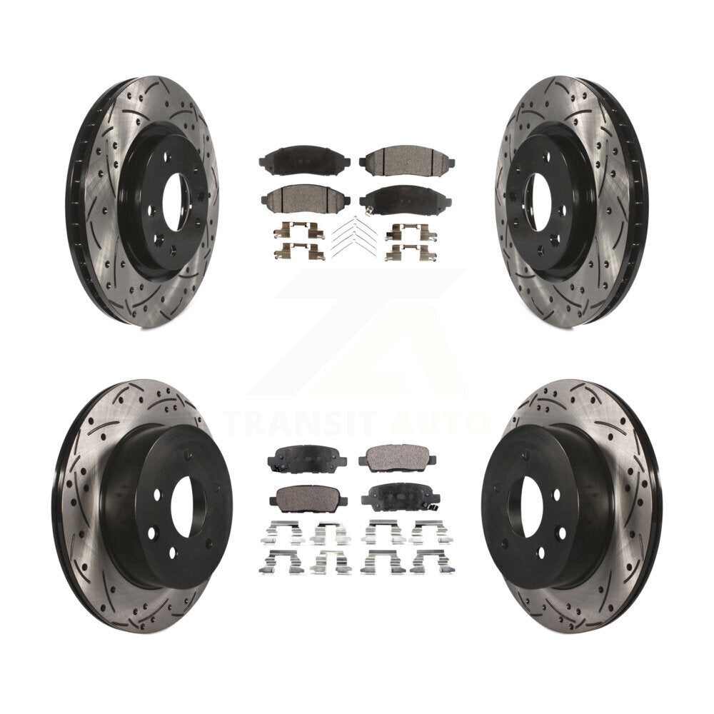 [Avant + Arrière] Kit de disque (percé rainuré revêtu) et plaquette (semi-métallique) de frein pour 2015 Nissan LEAF Vehicles Manufactured In Japan KDF-100398