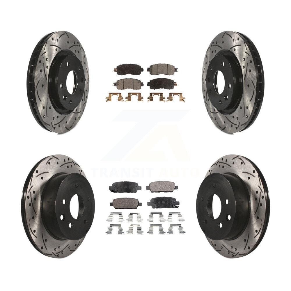 [Avant + Arrière] Kit de disque (percé rainuré revêtu) et plaquette (semi-métallique) de frein pour Nissan LEAF KDF-100399