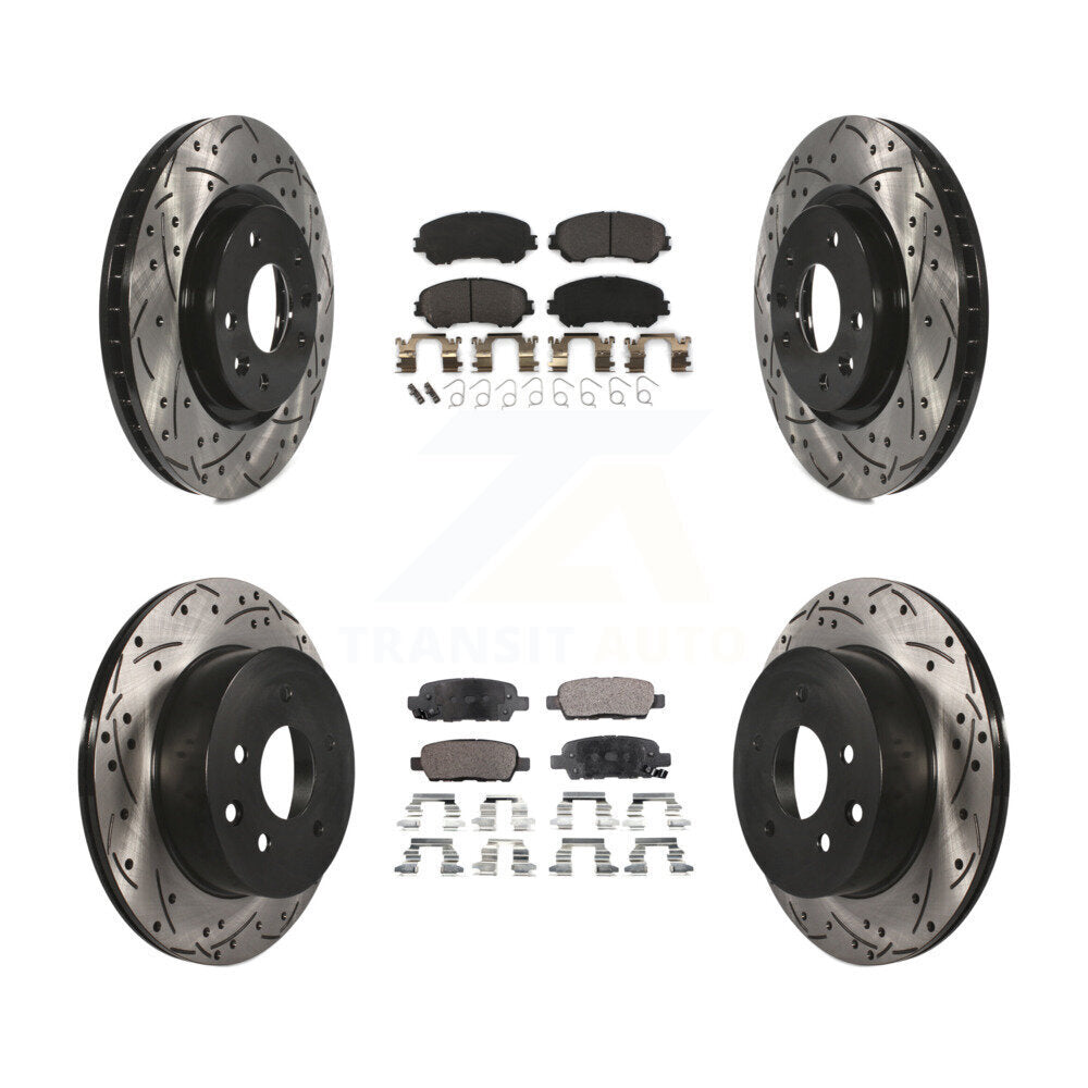[Avant + Arrière] Kit de disque (percé rainuré revêtu) et plaquette (semi-métallique) de frein pour Nissan Rogue Sport Qashqai KDF-100400
