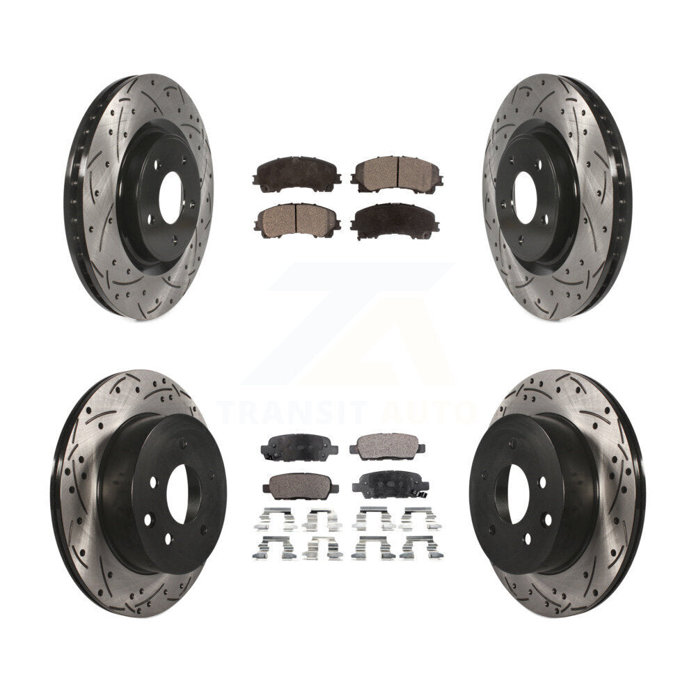 [Avant + Arrière] Kit de disque (percé rainuré revêtu) et plaquette (semi-métallique) de frein pour Nissan Rogue KDF-100401