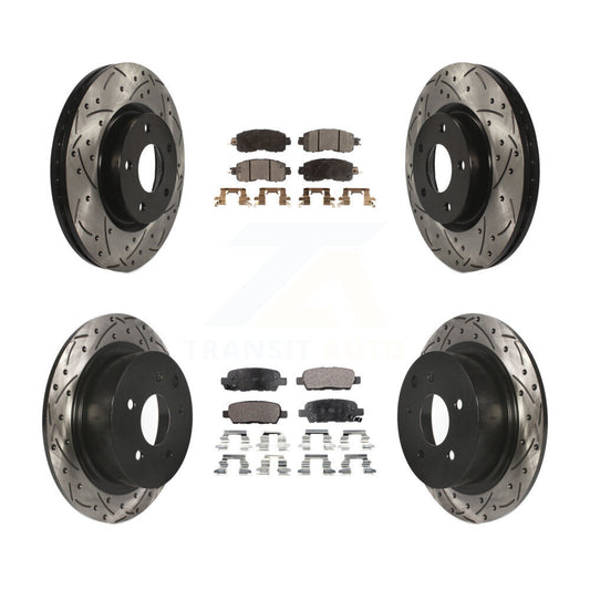 [Avant + Arrière] Kit de disque (percé rainuré revêtu) et plaquette (semi-métallique) de frein pour Nissan Altima KDF-100402