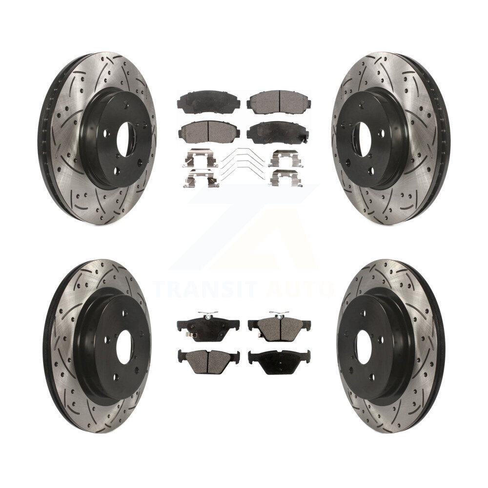 [Avant + Arrière] Kit de disque (percé rainuré revêtu) et plaquette (semi-métallique) de frein pour 2016-2019 Subaru Legacy 2.5L KDF-100404