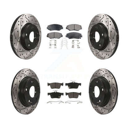 [Avant + Arrière] Kit de disque (percé rainuré revêtu) et plaquette (semi-métallique) de frein pour Honda Civic KDF-100405