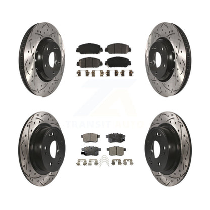 [Avant + Arrière] Kit de disque (percé rainuré revêtu) et plaquette (semi-métallique) de frein pour 2017 Honda Accord Hybrid EX-L Touring KDF-100406