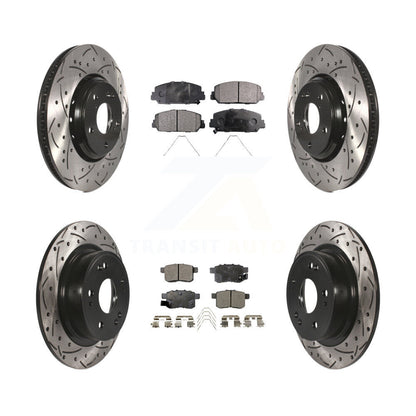 [Avant + Arrière] Kit de disque (percé rainuré revêtu) et plaquette (semi-métallique) de frein pour Honda Accord KDF-100407