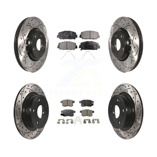 [Avant + Arrière] Kit de disque (percé rainuré revêtu) et plaquette (semi-métallique) de frein pour Honda Accord KDF-100407
