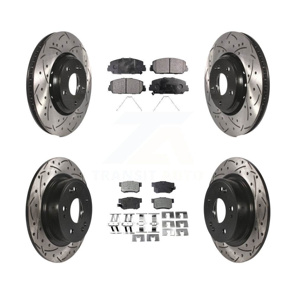 [Avant + Arrière] Kit de disque (percé rainuré revêtu) et plaquette (semi-métallique) de frein pour 2017-2022 Acura ILX KDF-100408