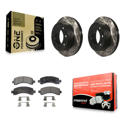 [Arrière] Kit de disque (percé rainuré revêtu) et plaquette (semi-métallique) de frein pour Chevrolet Express 2500 GMC 3500 Savana KDF-100413