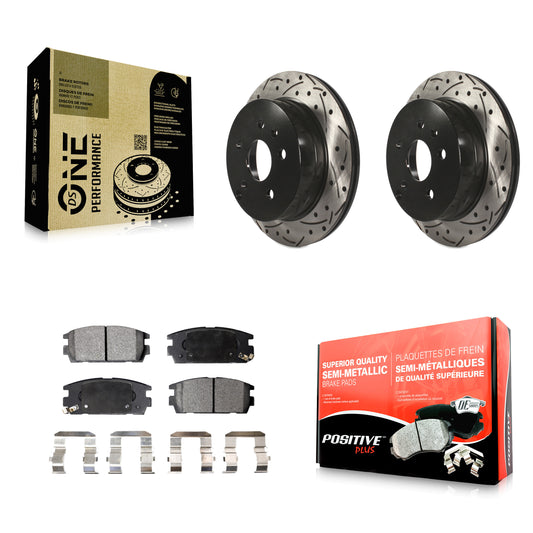 [Arrière] Kit de disque (percé rainuré revêtu) et plaquette (semi-métallique) de frein pour 2010-2017 Chevrolet Equinox GMC Terrain KDF-100422