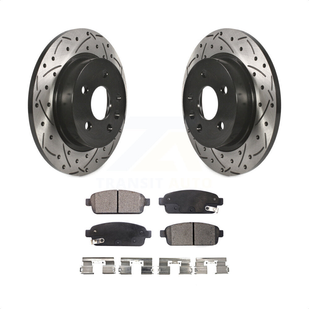 [Arrière] Kit de disque (percé rainuré revêtu) et plaquette (semi-métallique) de frein pour Chevrolet Cruze Sonic Buick Encore Trax Limited KDF-100423 par Transit Auto