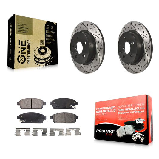 [Arrière] Kit de disque (percé rainuré revêtu) et plaquette (semi-métallique) de frein pour Chevrolet Cruze Sonic Buick Encore Trax Limited KDF-100423