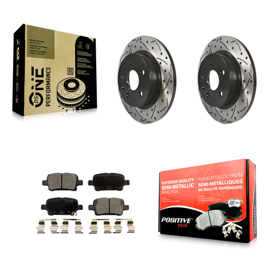 [Arrière] Kit de disque (percé rainuré revêtu) et plaquette (semi-métallique) de frein pour 2016 Chevrolet Cruze avec 268mm Diameter Rotor KDF-100424