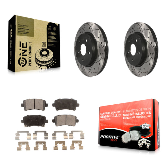 [Arrière] Kit de disque (percé rainuré revêtu) et plaquette (semi-métallique) de frein pour Chevrolet Malibu Buick Impala LaCrosse Regal Cadillac XTS Limited Saab 9-5 Allure KDF-100425