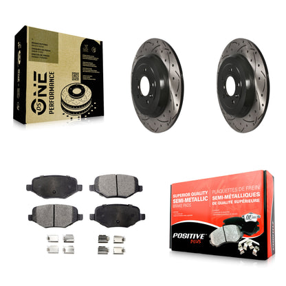 [Arrière] Kit de disque (percé rainuré revêtu) et plaquette (semi-métallique) de frein pour Ford Explorer Edge Taurus Flex Lincoln MKX MKS MKT KDF-100443