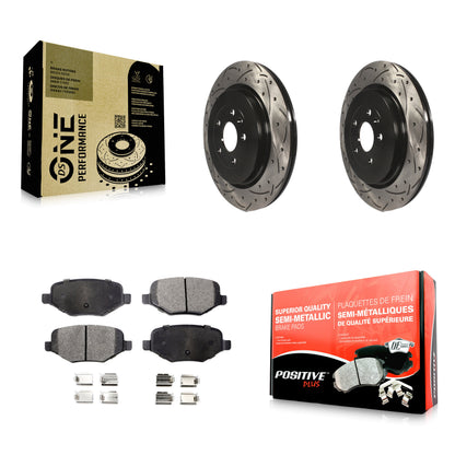 [Arrière] Kit de disque (percé rainuré revêtu) et plaquette (semi-métallique) de frein pour Ford Explorer Police Interceptor Utility Lincoln MKS Flex Taurus MKT KDF-100448