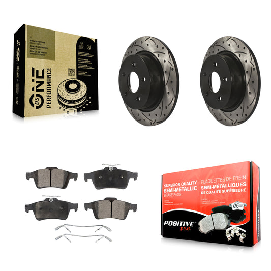 [Arrière] Kit de disque (percé rainuré revêtu) et plaquette (semi-métallique) de frein pour Ford Escape Connect C-Max KDF-100450