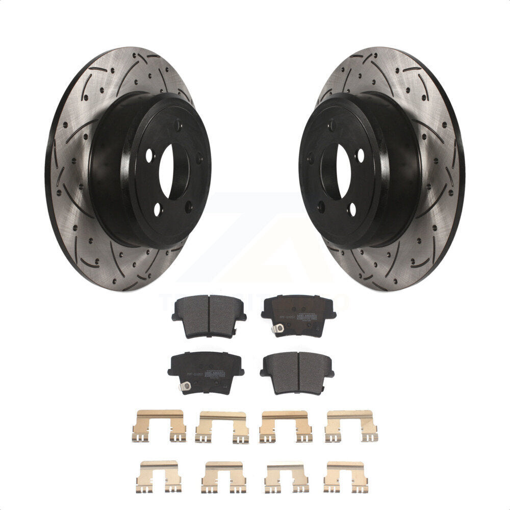 [Arrière] Kit de disque (percé rainuré revêtu) et plaquette (semi-métallique) de frein pour Dodge Charger Chrysler 300 Challenger Magnum Avenger KDF-100457 par Transit Auto