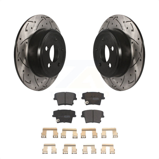 [Arrière] Kit de disque (percé rainuré revêtu) et plaquette (semi-métallique) de frein pour Dodge Charger Chrysler 300 Challenger Magnum Avenger KDF-100457 par Transit Auto