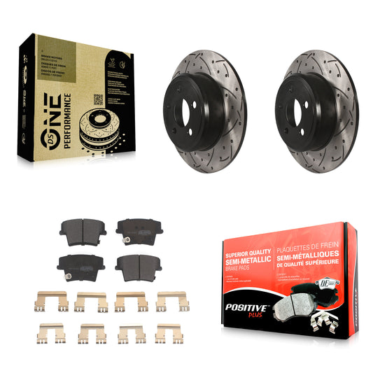 [Arrière] Kit de disque (percé rainuré revêtu) et plaquette (semi-métallique) de frein pour Dodge Charger Chrysler 300 Challenger Magnum Avenger KDF-100457