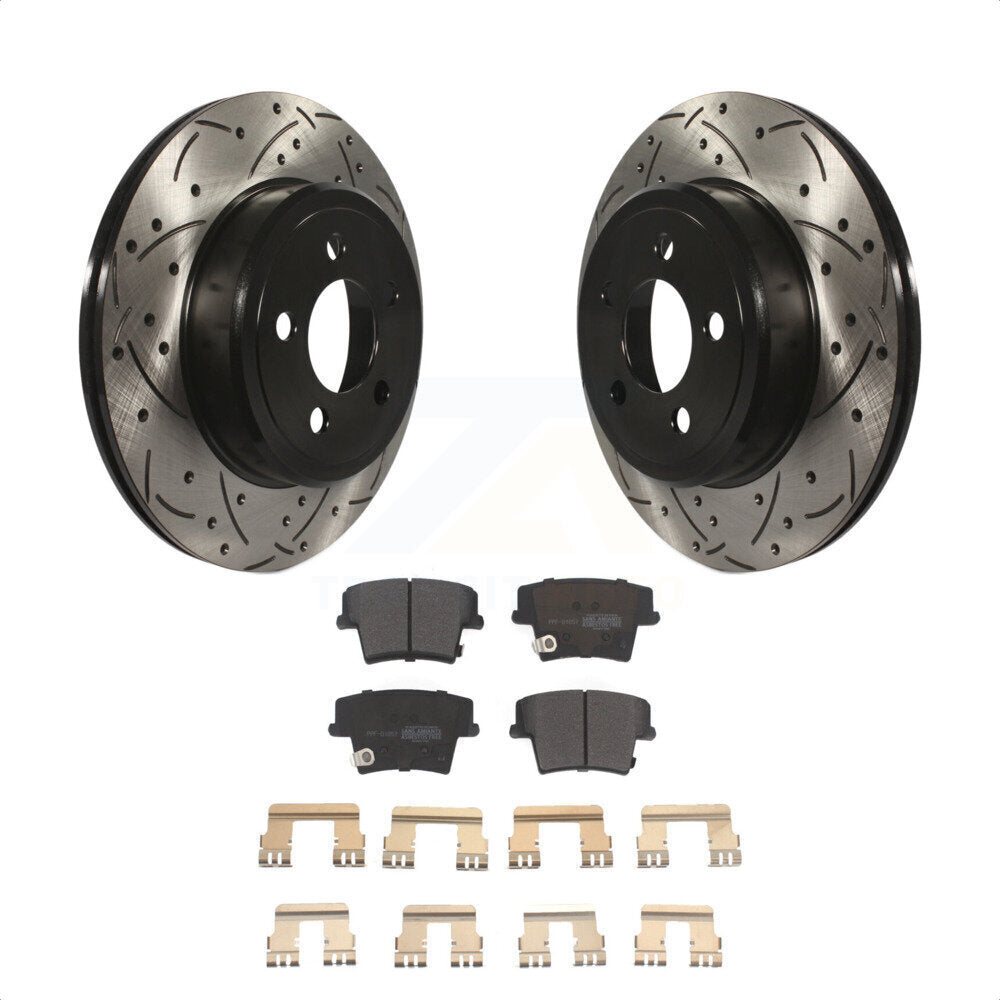 [Arrière] Kit de disque (percé rainuré revêtu) et plaquette (semi-métallique) de frein pour Dodge Charger Chrysler 300 Challenger Magnum KDF-100458 par Transit Auto