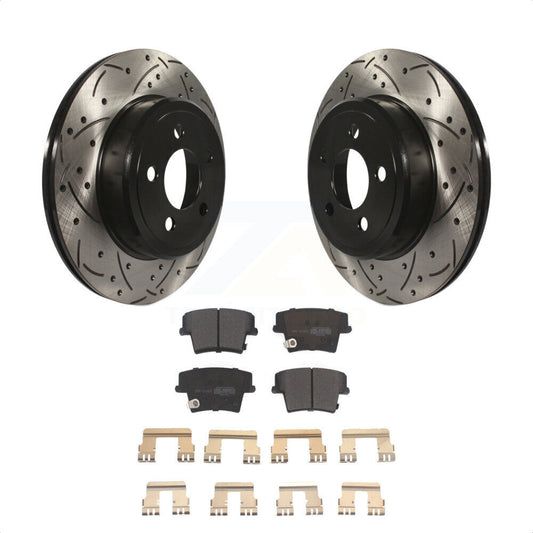 [Arrière] Kit de disque (percé rainuré revêtu) et plaquette (semi-métallique) de frein pour Dodge Charger Chrysler 300 Challenger Magnum KDF-100458 par Transit Auto
