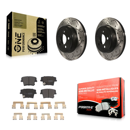 [Arrière] Kit de disque (percé rainuré revêtu) et plaquette (semi-métallique) de frein pour Dodge Charger Chrysler 300 Challenger Magnum KDF-100458