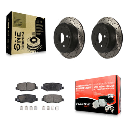 [Arrière] Kit de disque (percé rainuré revêtu) et plaquette (semi-métallique) de frein pour Jeep Wrangler JK KDF-100462