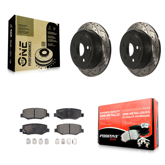 [Arrière] Kit de disque (percé rainuré revêtu) et plaquette (semi-métallique) de frein pour Jeep Wrangler JK KDF-100462