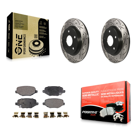 [Arrière] Kit de disque (percé rainuré revêtu) et plaquette (semi-métallique) de frein pour Dodge Grand Caravan Chrysler Town & Country Journey Ram C/V Volkswagen Routan KDF-100466