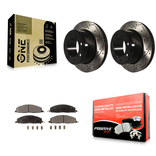 [Arrière] Kit de disque (percé rainuré revêtu) et plaquette (semi-métallique) de frein pour Ram 2500 3500 1500 Dodge KDF-100467
