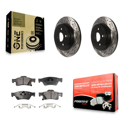 [Arrière] Kit de disque (percé rainuré revêtu) et plaquette (semi-métallique) de frein pour Jeep Grand Cherokee Dodge Durango KDF-100468